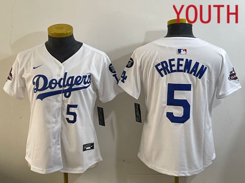 Youth Los Angeles Dodgers #5 Freeman White Game 2024 Nike MLB Jersey style 12096->youth mlb jersey->Youth Jersey